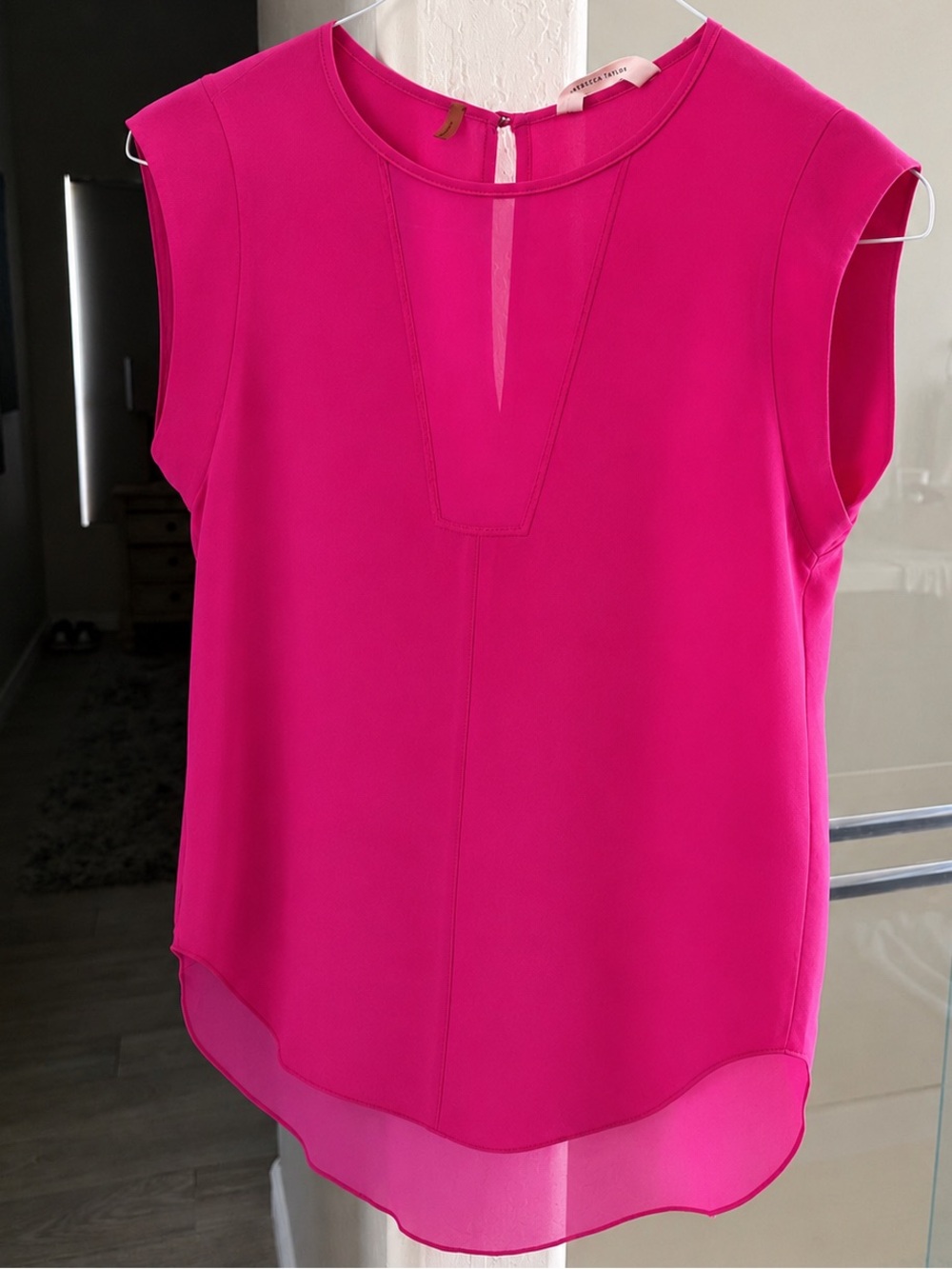 Rebecca Taylor Hot Pink Sleeveless Keyhole Blouse